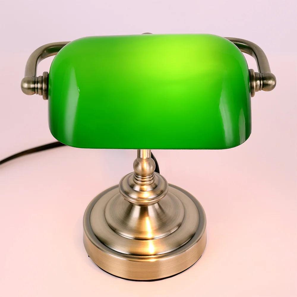 Nostaluxe Mini Desk Lamp – Vintage Metal & Glass Accent Light