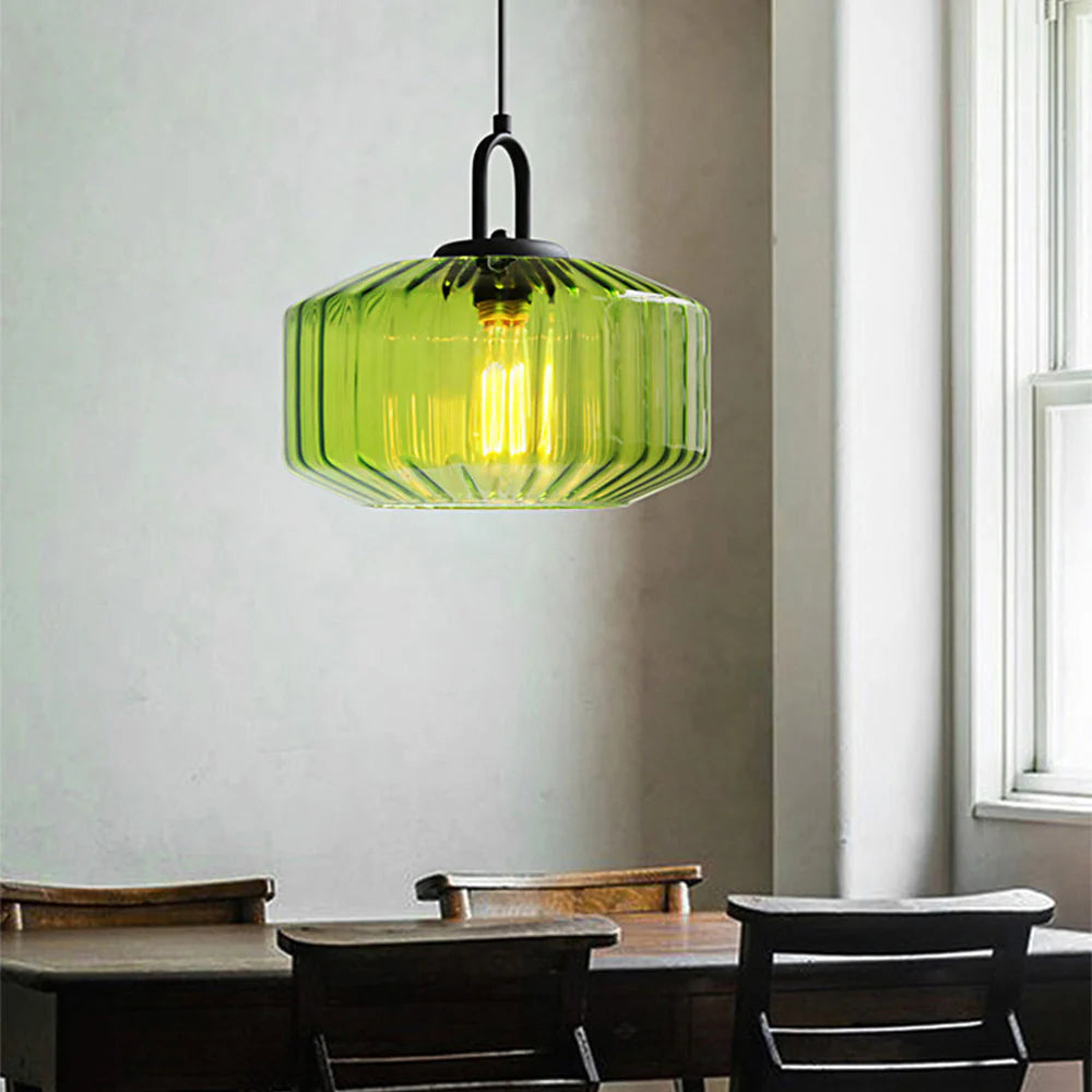 Nordic Striped Glow Pendant – Vintage Glass Kitchen Light