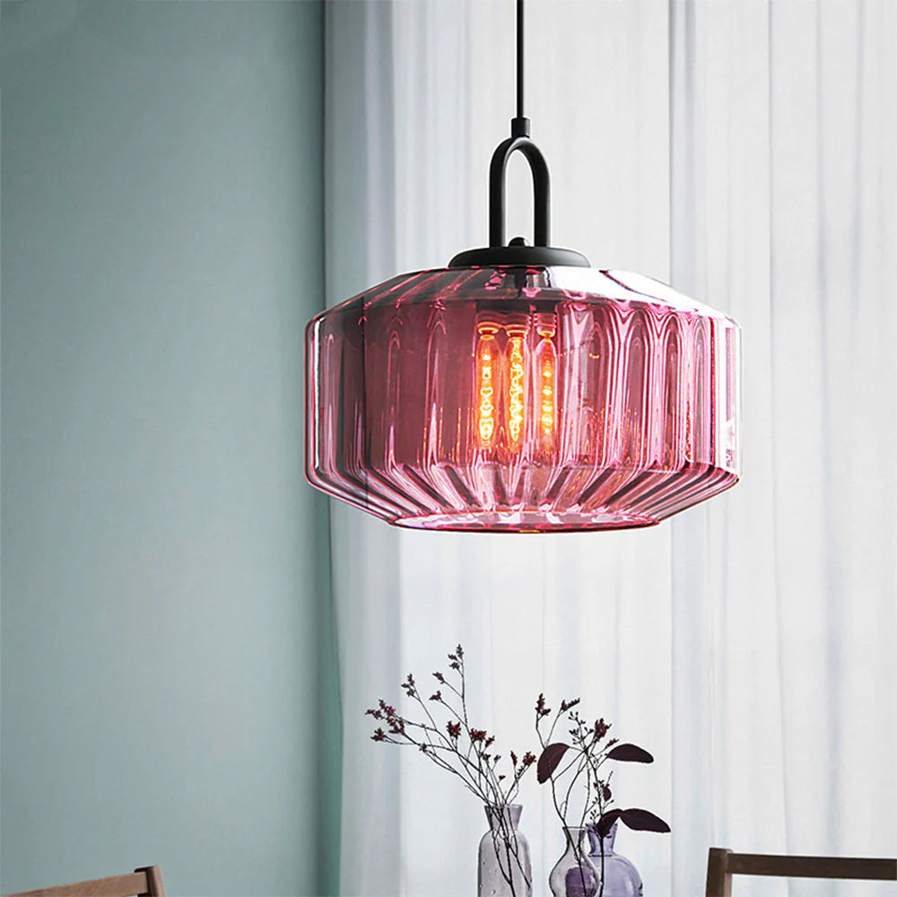 Nordic Striped Glow Pendant – Vintage Glass Kitchen Light