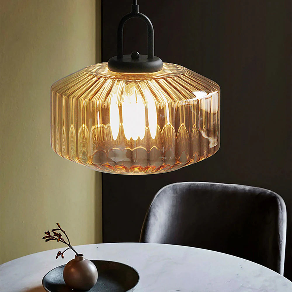 Nordic Striped Glow Pendant – Vintage Glass Kitchen Light