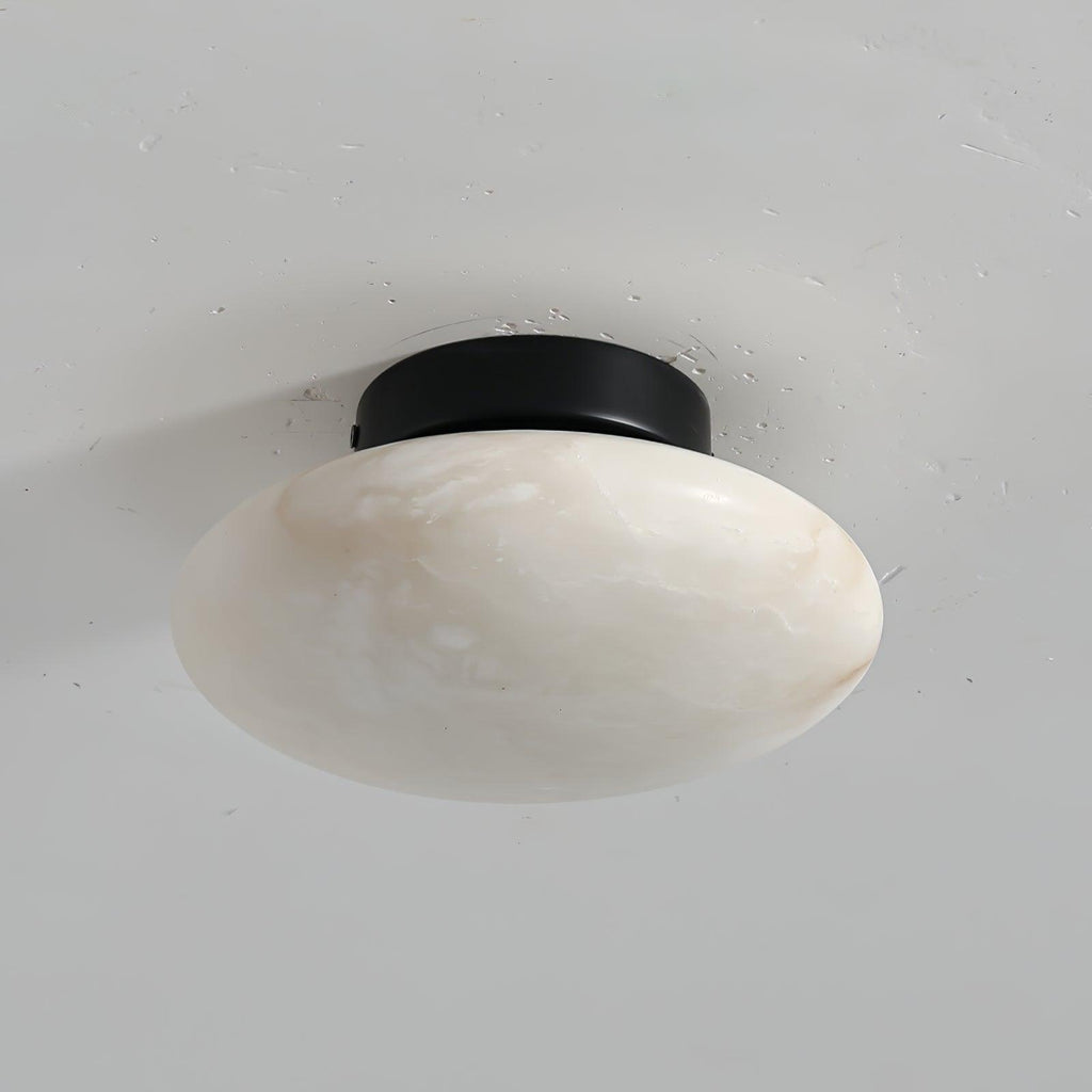 Lunelle Alabaster Oval Ceiling Light – Brass Accent Fixture