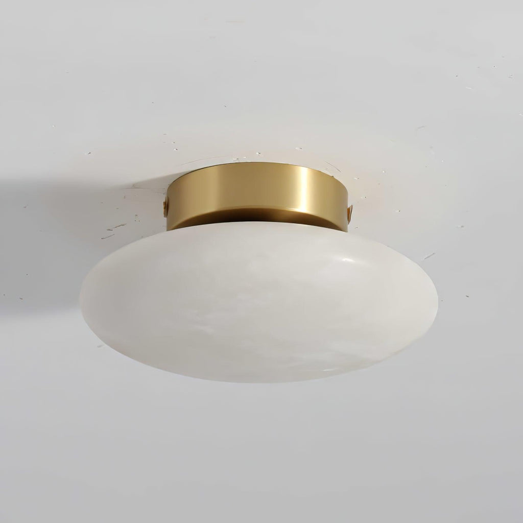 Lunelle Alabaster Oval Ceiling Light – Brass Accent Fixture
