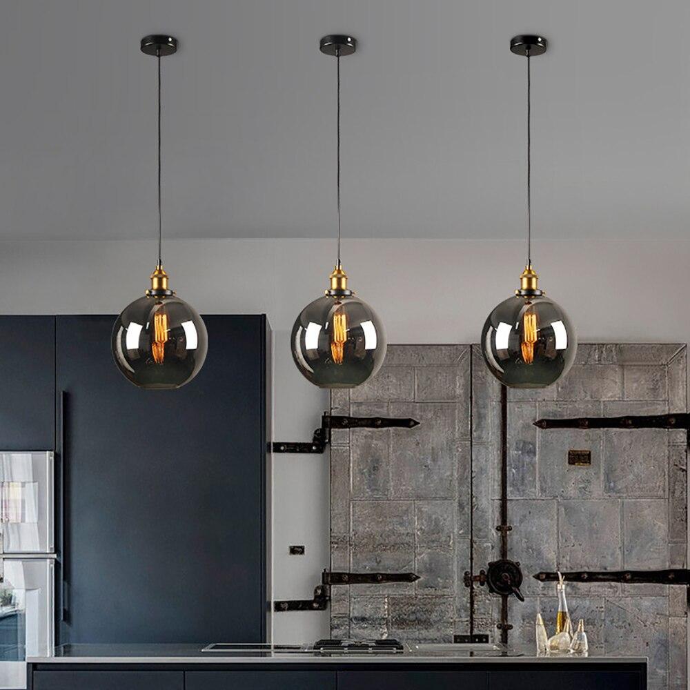 Smoked Glass Designer Pendant Light - Elegant Lighting for Kitchen and Dining Room, Modern and Nordic Style