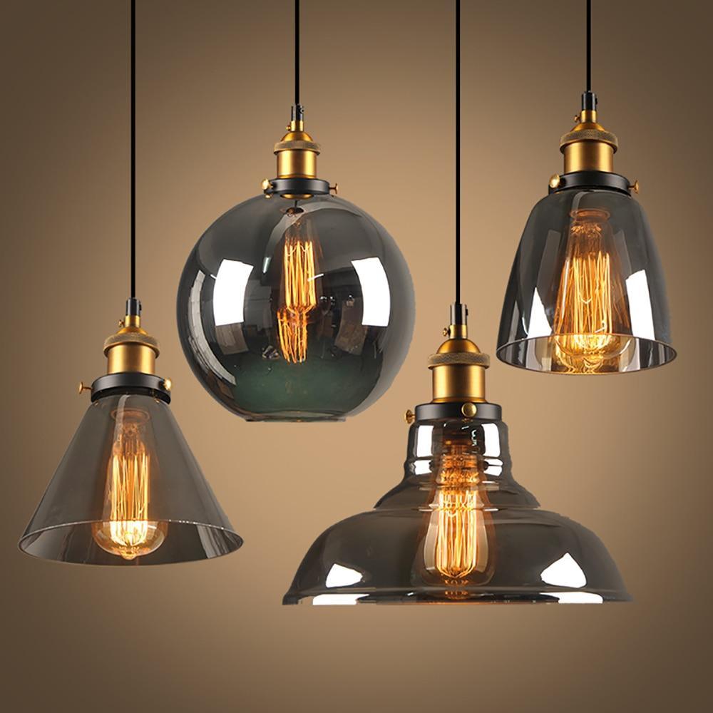Smoked Glass Designer Pendant Light - Elegant Lighting for Kitchen and Dining Room, Modern and Nordic Style