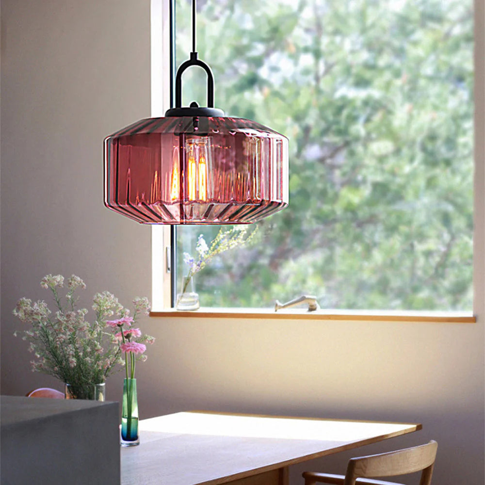 Nordic Striped Glow Pendant – Vintage Glass Kitchen Light