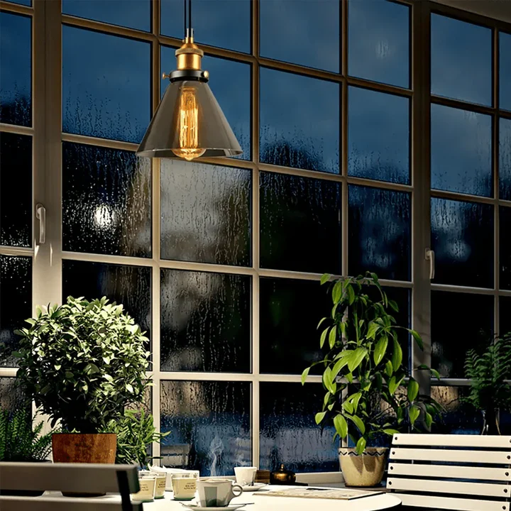 Smoked Glass Designer Pendant Light - Elegant Lighting for Kitchen and Dining Room, Modern and Nordic Style